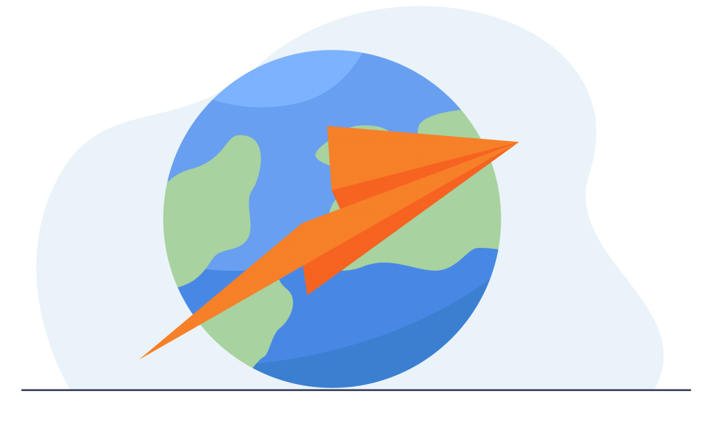Pictogramme de développement professionnel Pictogramme d'un avion autour de la terre